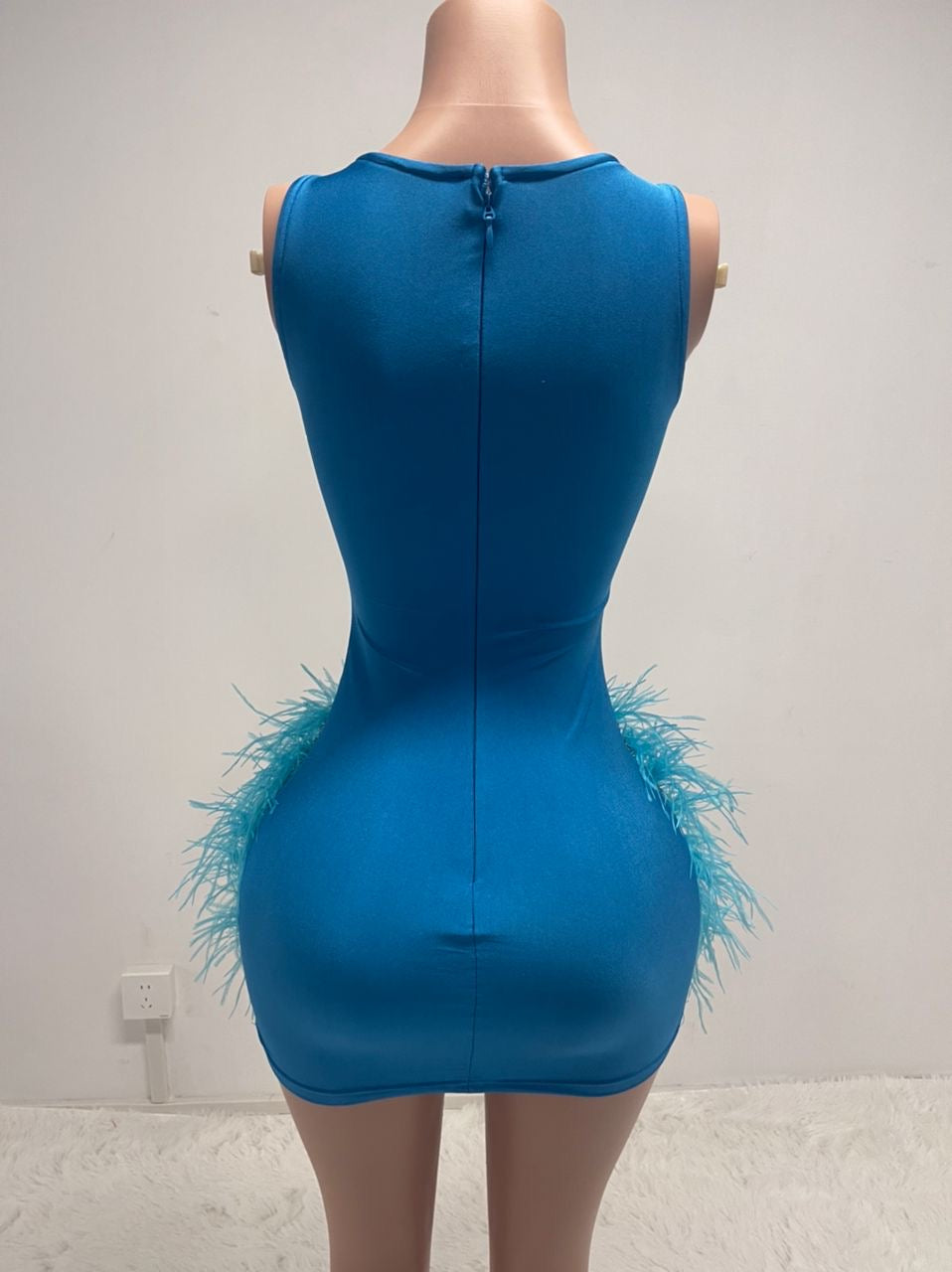 Dani Crystal Feather Dress (Aqua)