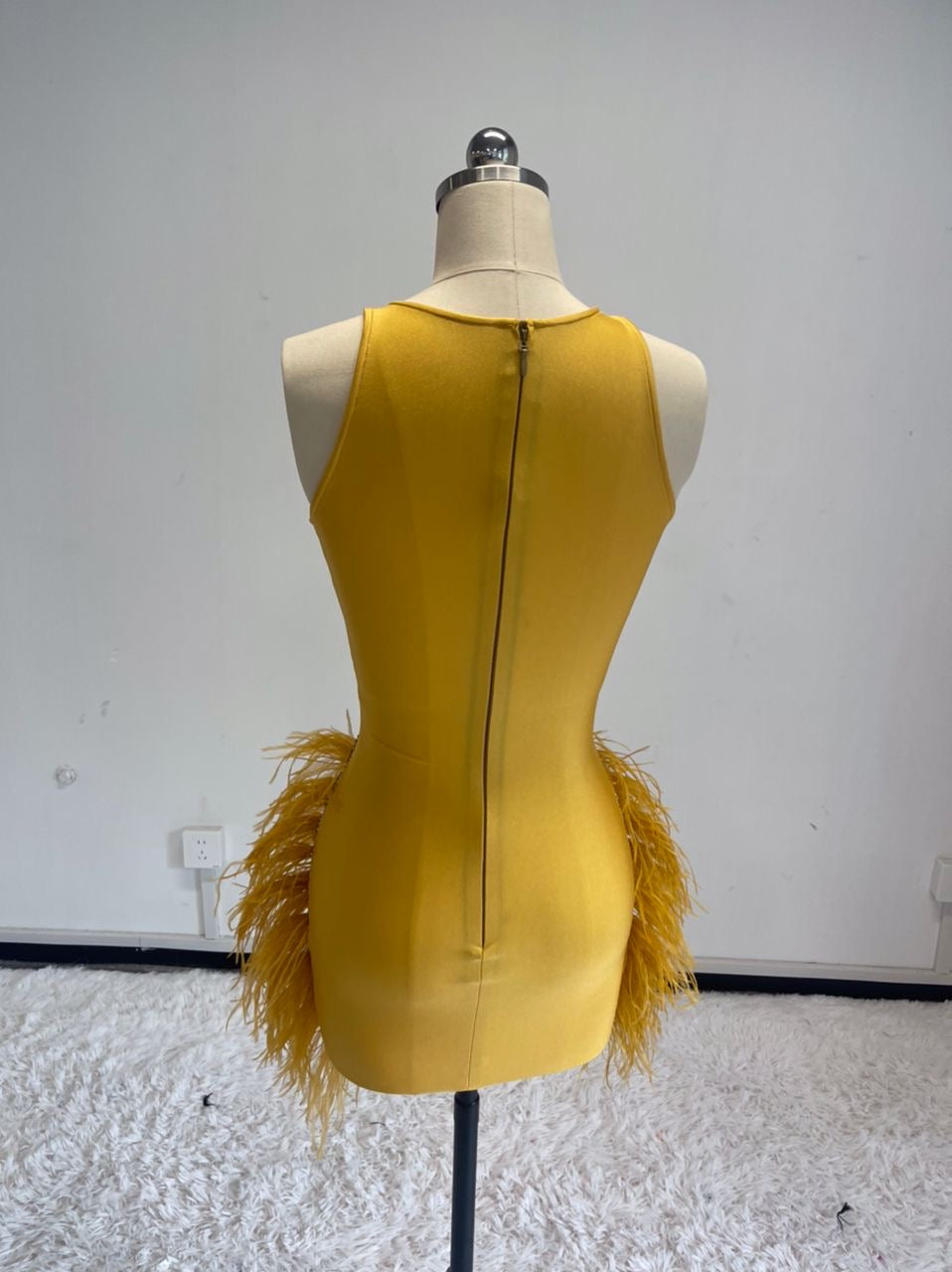 Dani Crystal Feather Dress (Gold)