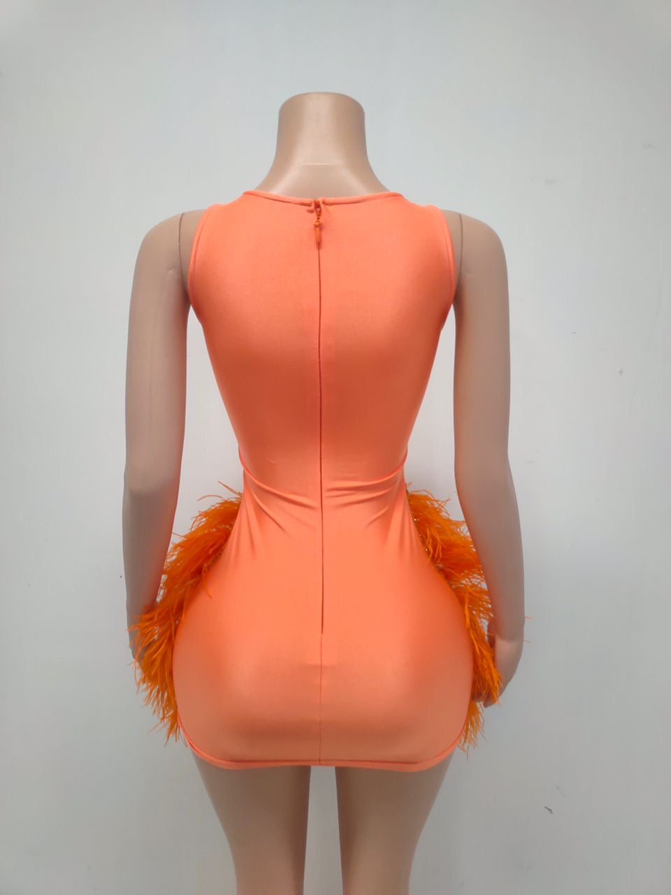 Dani Crystal Feather Dress (Orange)