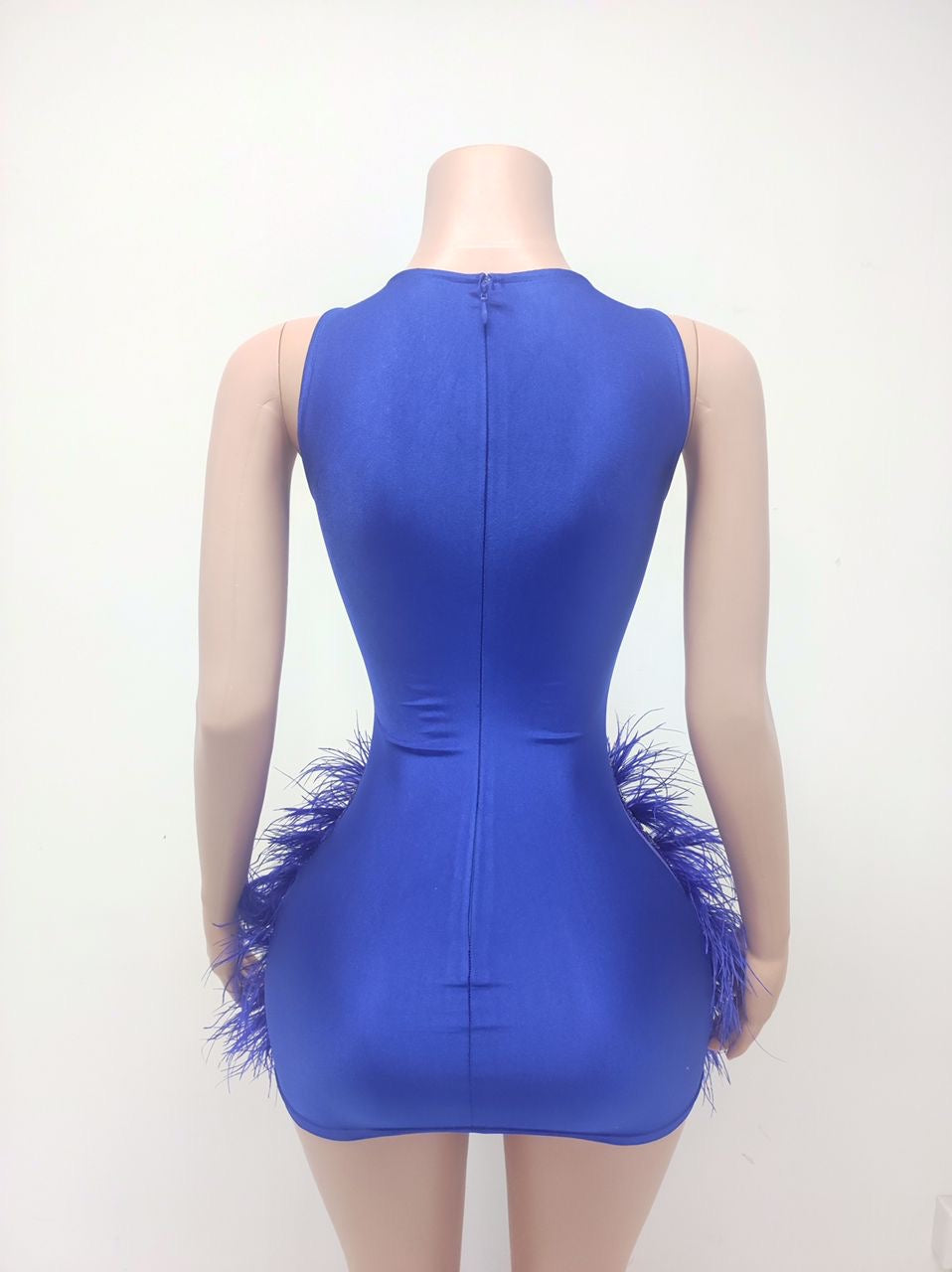 Dani Crystal Feather Dress (Royal Blue)