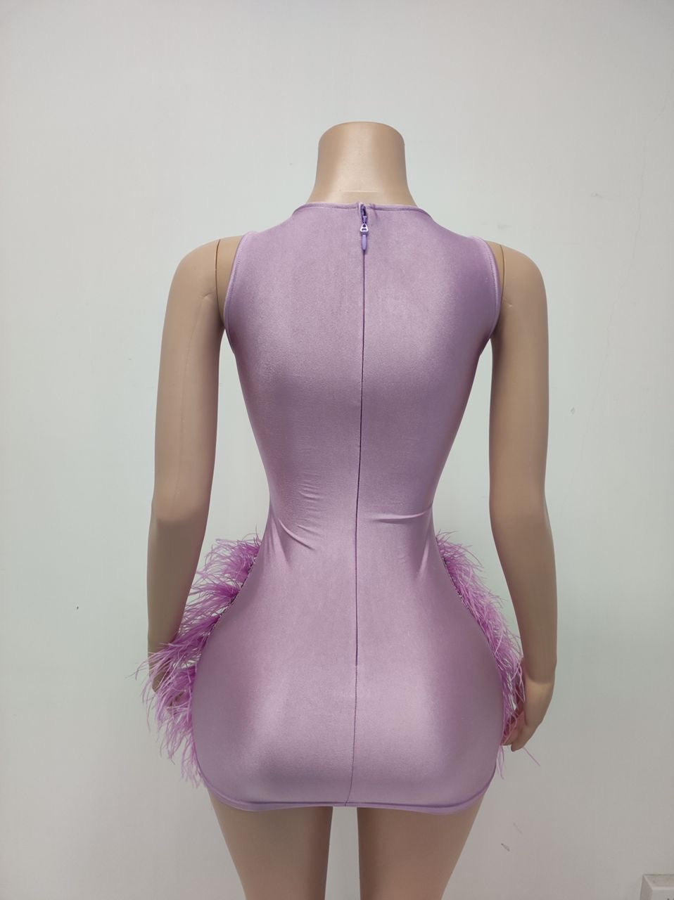 Dani Crystal Feather Dress (Lilac)