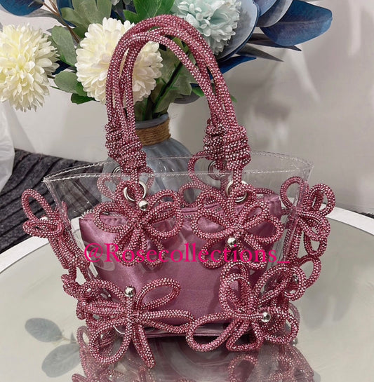 Pink Crystal Flower Bag (ships in 1-2 weeks)