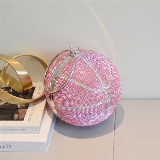 Pink Crystal Basketball Hand Bag