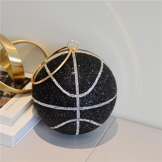 Schwarze Kristall-Basketball-Handtasche